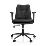 Svart Home Office kontorsstol SMALLO med vaddering och femhjulig fotkorsbas från hjh OFFICE – 360-gradersvy (framifrån 0°)