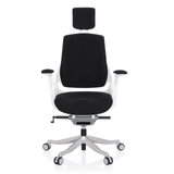 Svart Professionell kontorsstol SPEKTRE med nackstöd och femstjärnig fotkorsbas med hjul från hjh OFFICE – 360-gradersvy (framifrån 0°)