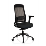 Svart Professionell kontorsstol CHIARO T1 BLACK med nätrygg och femstjärnigt fotkors med hjul från hjh OFFICE – 360-gradersvy (snett framifrån 40°)