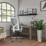 Grauer Home-Office-Bürostuhl BRETON BASE W mit weißem Rahmen und Netzrückenlehne von hjh OFFICE