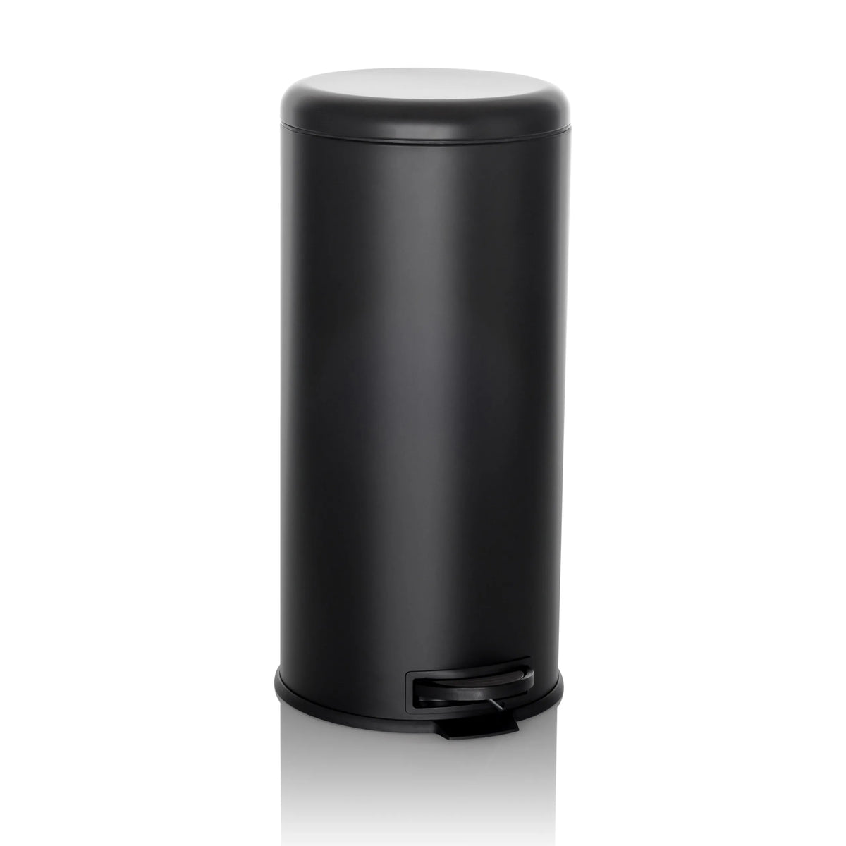 Svart Papperskorg CLEAN STEP med lock och fotpedal från hjh OFFICE – 360-gradersvy (framifrån 15°)