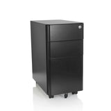 Svart rullcontainer COLOR I i metall med tre lådor och fyra hjul från hjh OFFICE – 360-gradersvy (framifrån 20°)