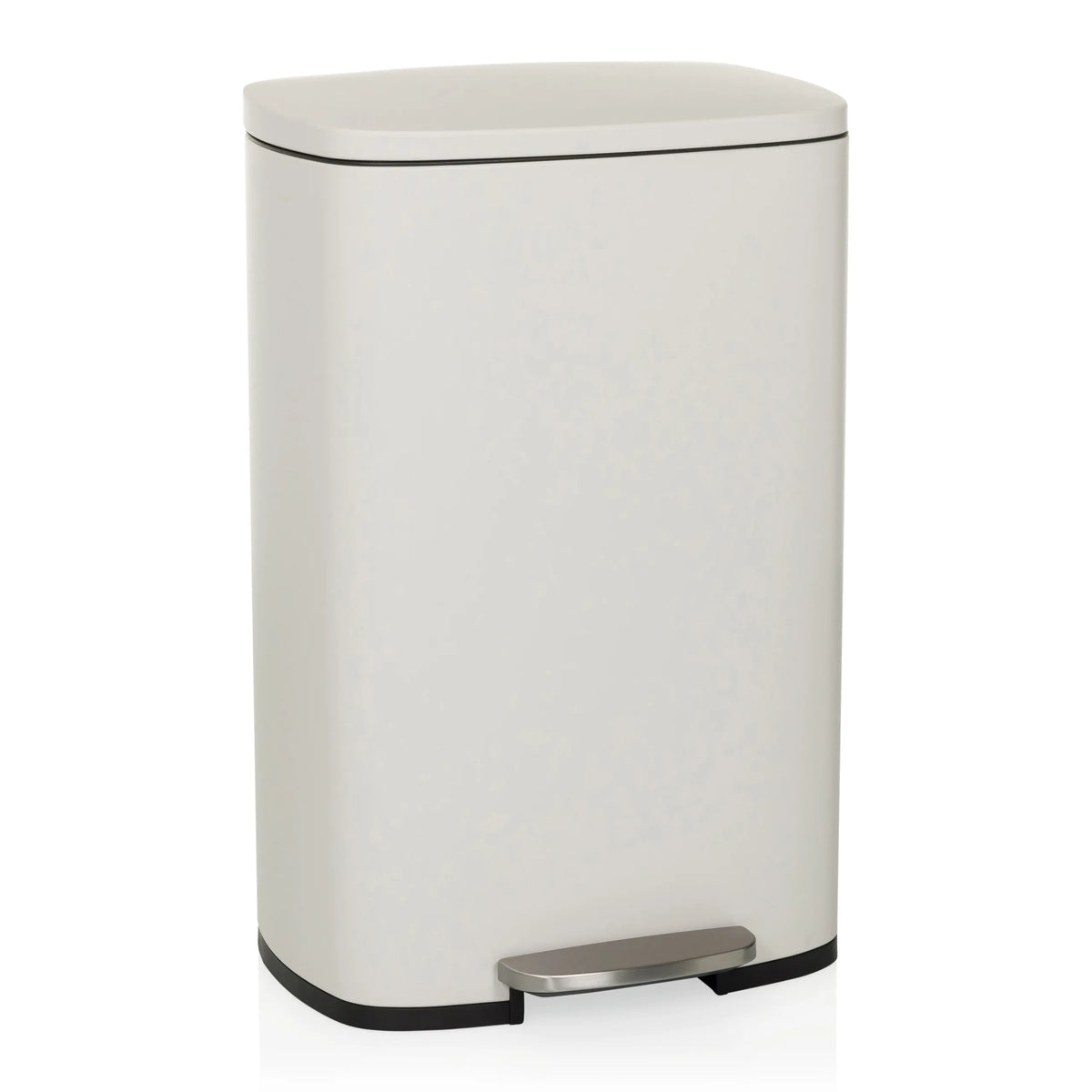 Beige papperskorg CLEAN XV med lock och fotpedal från hjh OFFICE – 360-gradersvy (framifrån 15°)