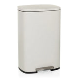 Beige papperskorg CLEAN XV med lock och fotpedal från hjh OFFICE – 360-gradersvy (framifrån 15°)