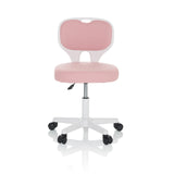 Rosa Snurrstol för barn KIDDY TOP W med vit ram och femhjulig bas från hjh OFFICE – 360-gradersvy (framifrån 0°)