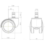 Teknisk ritning av hjulen till 5x ROLO 11mm/50mm med en hjuldiameter på 50 mm från hjh OFFICE