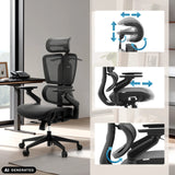 Justerbart nackstöd och armstöd på den professionella kontorsstolen Ergo U2 Pro3 från hjh OFFICE (AI-genererad bild)