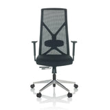 Svart Professionell kontorsstol AZURRO B med nätrygg och femhjulig fotkorsbas från hjh OFFICE – 360-gradersvy (framifrån 0°)