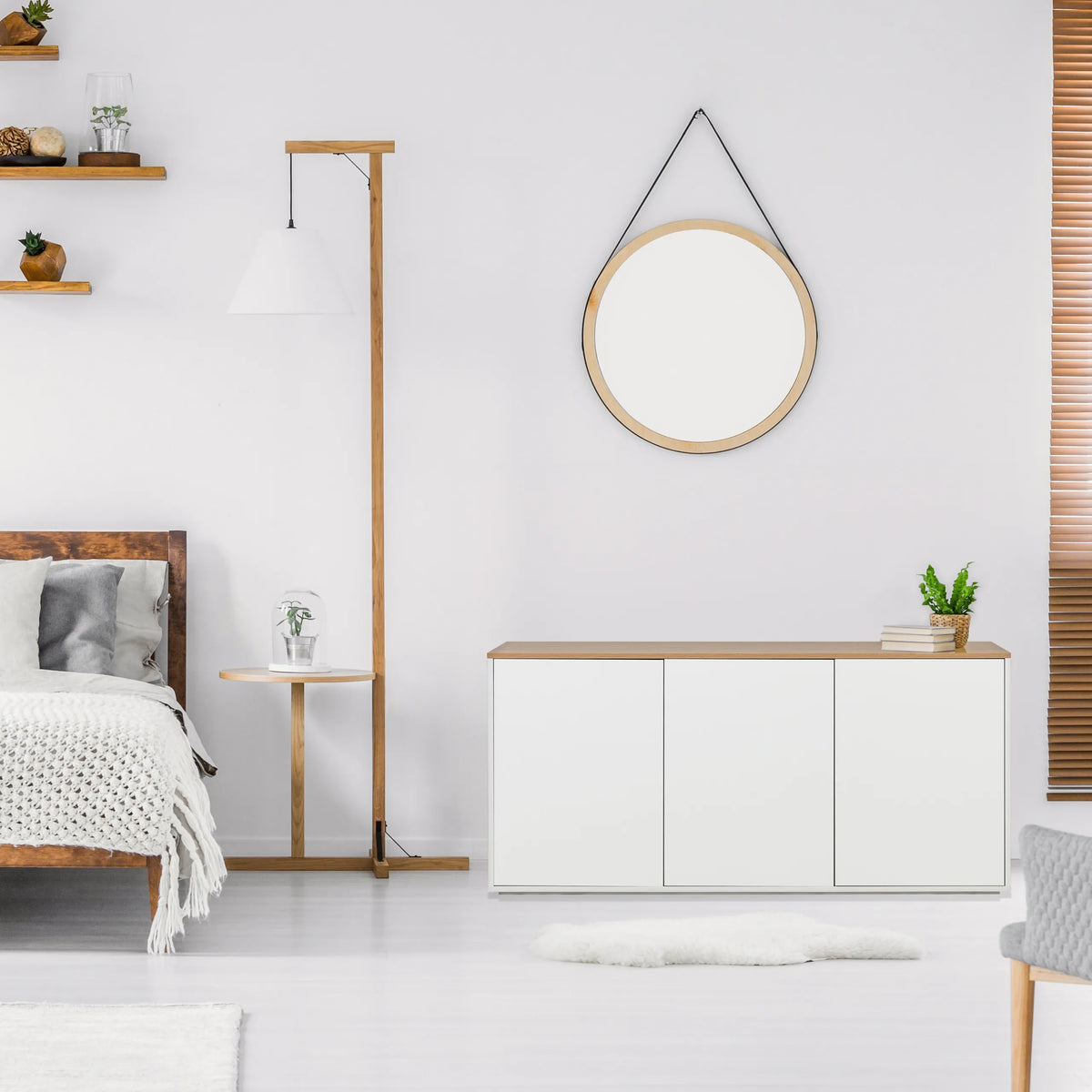 Sidobord KELO S i vitt med ekskiva från hjh LIVING
