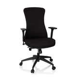 Svart Professionell kontorsstol OFFICE XT PRO med armstöd och femhjulig fotkorsbas från hjh OFFICE – 360-gradersvy (framifrån 20°)