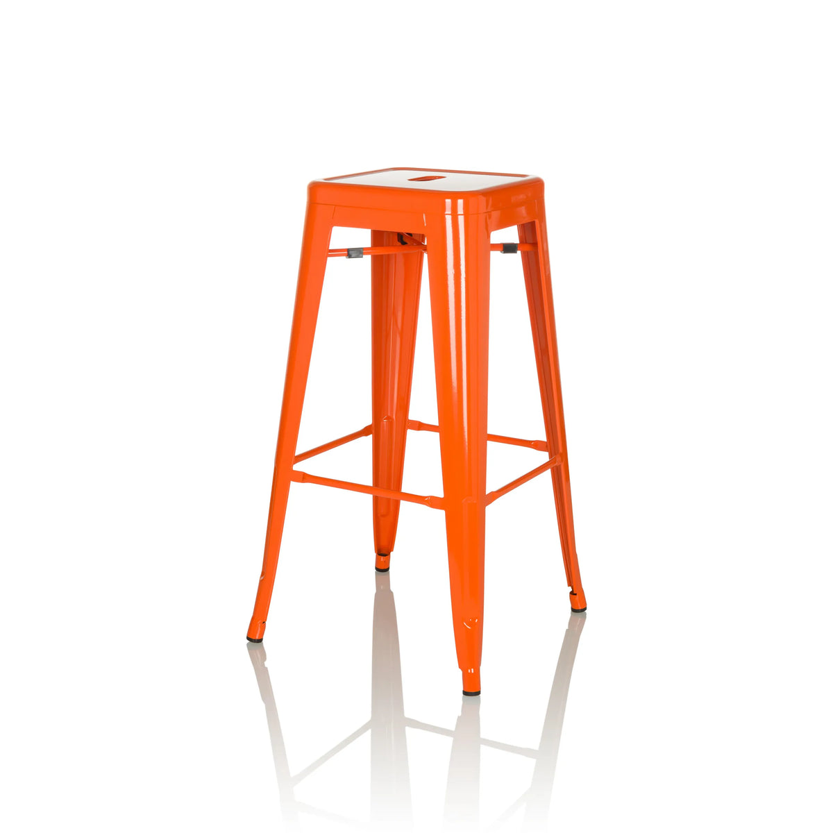 Orange Barstol VANTAGGIO HIGH med fyra ben och integrerade fotstöd från hjh OFFICE – 360-gradersvy (snett framifrån 60°)