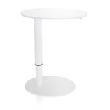 Vitt ståskrivbord STAND III med rund bordsskiva och rund fot från hjh OFFICE – 360-gradersvy (framifrån 0°)