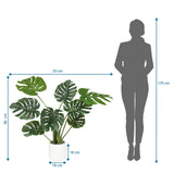 Måttritning av Konstgjorda växter MONSTERA I med en höjd på 90 cm och bredd på 33 cm från hjh OFFICE