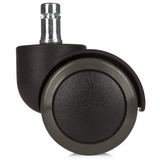 Svarta hjul 5x ROLO 11mm/50mm för hårda golv med silverfärgad metallstift från hjh OFFICE – 360-gradersvy (bakifrån 180°)