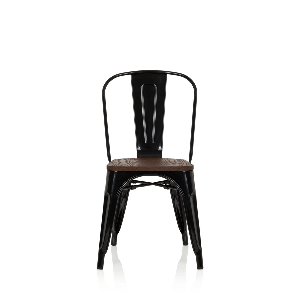 Svart Bistrostol VANTAGGIO COMFORT W med brun sits i trä från hjh OFFICE – 360-gradersvy (framifrån 0°)