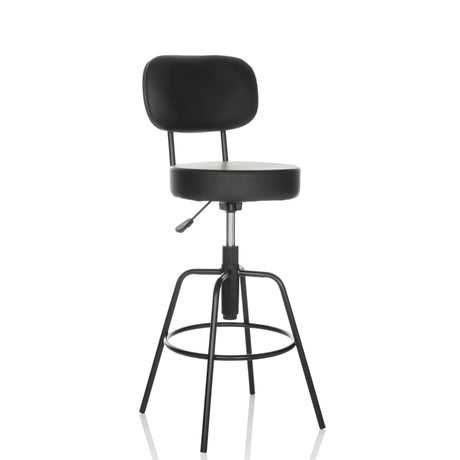 Svart Barstol DISC HIGH med ryggstöd och fotring från hjh OFFICE