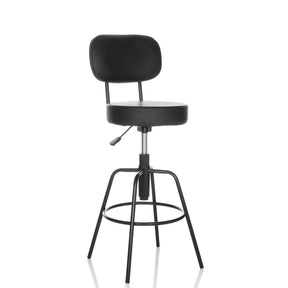 Svart Barstol DISC HIGH med ryggstöd och fotring från hjh OFFICE