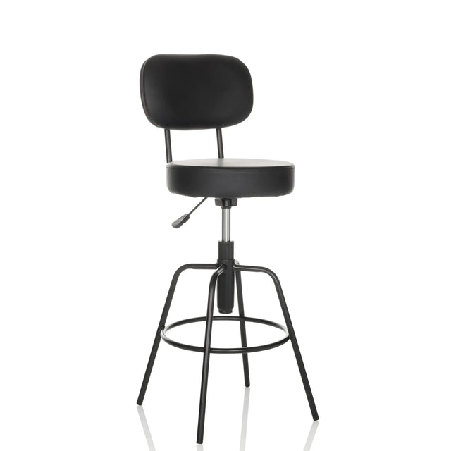 Svart Barstol DISC HIGH med ryggstöd och fotring från hjh OFFICE
