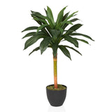 Konstgjorda växter DRACAENA I med gröna blad i en svart kruka från hjh OFFICE