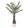 Grön Konstgjorda växter DRACAENA med solfjäderformade palmblad i en vit kruka från hjh OFFICE