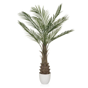 Grön Konstgjorda växter DRACAENA med solfjäderformade palmblad i en vit kruka från hjh OFFICE
