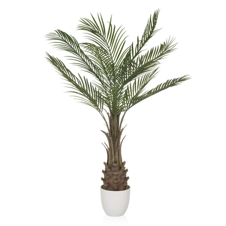 Grön Konstgjorda växter DRACAENA med solfjäderformade palmblad i en vit kruka från hjh OFFICE