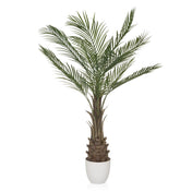 Grön Konstgjorda växter DRACAENA med solfjäderformade palmblad i en vit kruka från hjh OFFICE