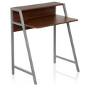 Skrivbord DUMONT i valnötslook med grå metallben och påbyggnad från hjh OFFICE