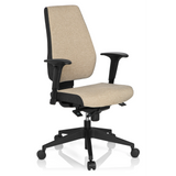 Beige Professionell kontorsstol PRO-TEC 500 med armstöd och ett svart femstjärnigt underrede med hjul från hjh OFFICE – 360-gradersvy (snett framifrån 40°)