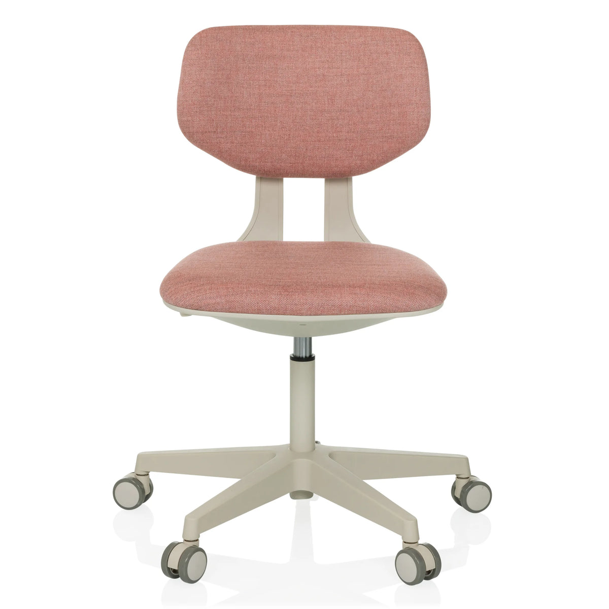 Rosa Snurrstol för barn KID CLASSIC med stoppad sits och femhjulig bas från hjh OFFICE – 360-gradersvy (framifrån 0°)