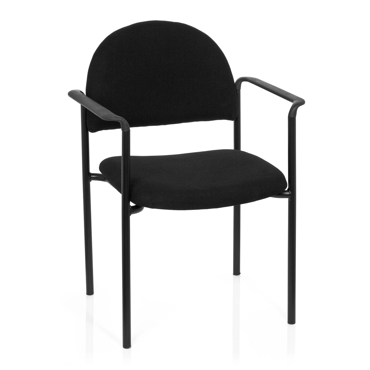 Svart fyrbent stol XT 700 med armstöd och vadderad sits från hjh OFFICE – 360-gradersvy (framifrån 20°)