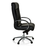 Svart snurrstol XXL F 400 i läder med stjärnfot och fem hjul från hjh OFFICE – 360-gradersvy (sidoprofil 80°)