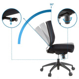 Justerbart ryggstöd upp till 90 grader och höjdjusterbar sits på Professionell kontorsstol PORTO ECO från hjh OFFICE