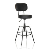 Svart Barstol DISC HIGH med ryggstöd och rund fotring från hjh OFFICE – 360-gradersvy (snett framifrån 30°)