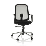 Svart Home Office kontorsstol SEDIOLO B med nätrygg och femhjulig fotkorsbas från hjh OFFICE – 360-gradersvy (framifrån 15°)