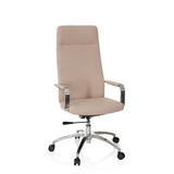Beige Home Office kontorsstol SARANTO PLUS I med armstöd och femhjulig fotkorsbas från hjh OFFICE – 360-gradersvy (framifrån 20°)
