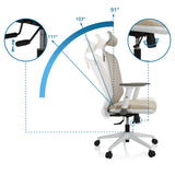 Justerbart ryggstöd på den professionella kontorsstolen PROFONDO PRO W med lutningsvinklar på 91°, 103° och 111° från hjh OFFICE