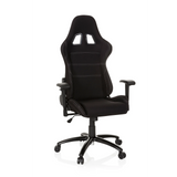 Svart Spelstol GAME FORCE med nackstöd, armstöd och femhjulig fotkorsbas från hjh OFFICE – 360-gradersvy (framifrån 20°)
