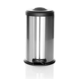 Silverfärgad Papperskorg CLEAN X med svart lock och fotpedal från hjh OFFICE – 360-gradersvy (framifrån 0°)
