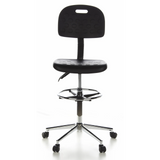 Svart Bardiskstol TOP WORK 23 med fotring och femstjärnigt fotkors med hjul från hjh OFFICE – 360-gradersvy (framifrån 0°)