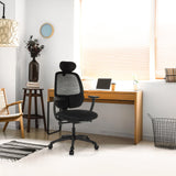 Svart Professionell kontorsstol RI-COVER med nätryggstöd och nackstöd från hjh OFFICE