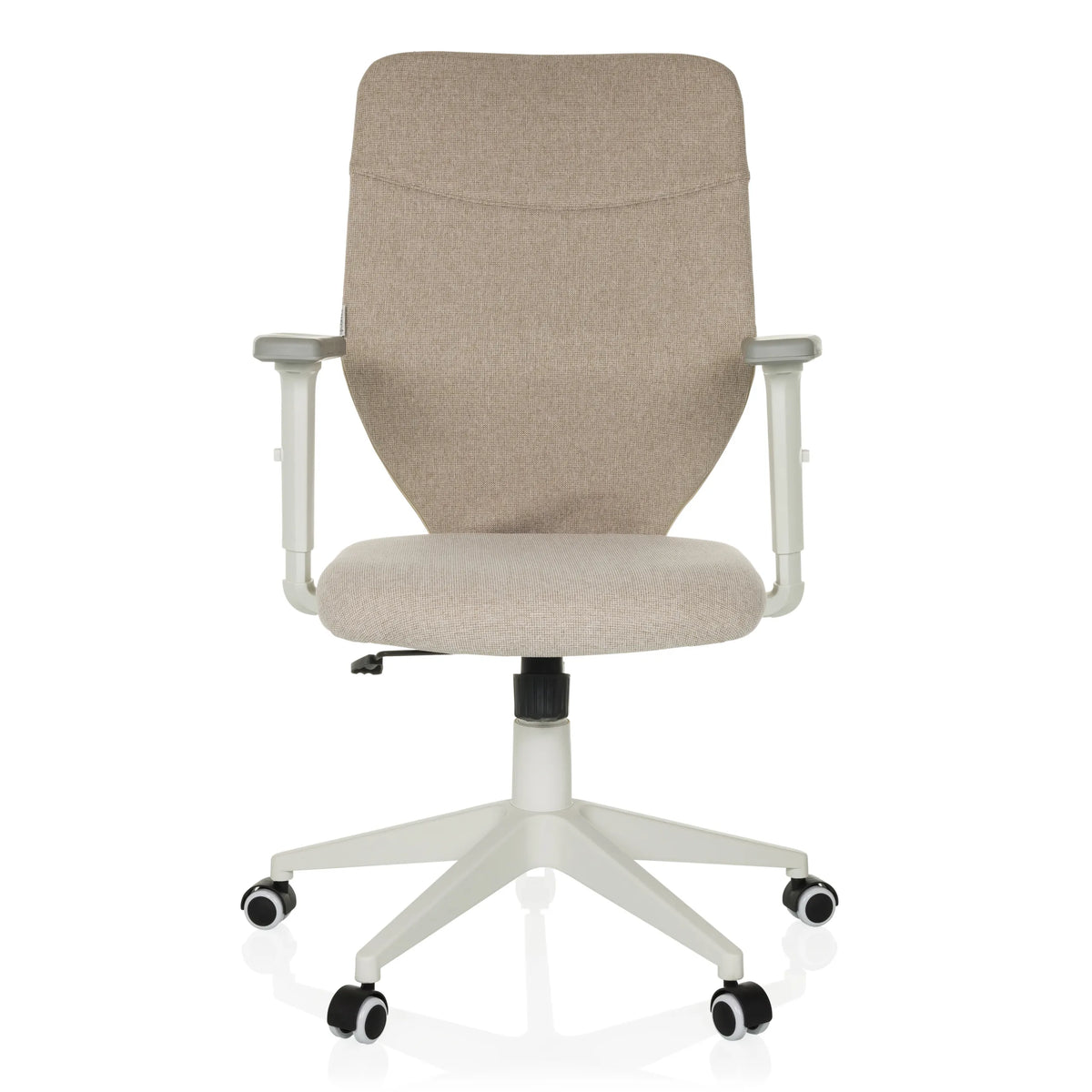 Beige Home Office kontorsstol COSIO II med armstöd och femhjulig fotkorsbas från hjh OFFICE – 360-gradersvy (framifrån 0°)