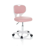 Rosa Snurrstol för barn KIDDY TOP W med vit ram och femhjulig bas från hjh OFFICE – 360-gradersvy (snett framifrån 30°)