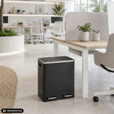 Svart papperskorg Clean 9 med två fack på kontoret från hjh OFFICE (AI-genererad bild)