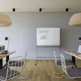 Whiteboard MULTIBOARD I i vitt och silver på ett stativ med hjul i ett modernt kontorsrum från hjh OFFICE