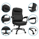 Svart snurrstol RELAX XXL B i konstläder med detaljvyer av armstöd och underrede från hjh OFFICE