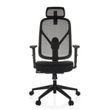 Svart Professionell kontorsstol RALOO ECO med nätrygg och femstjärnig fotkorsbas med hjul från hjh OFFICE – 360-gradersvy (framifrån 0°)