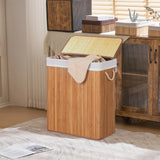 Brun tvättkorg FALSTER XL B med lock av bambu och integrerade handtag från hjh LIVING