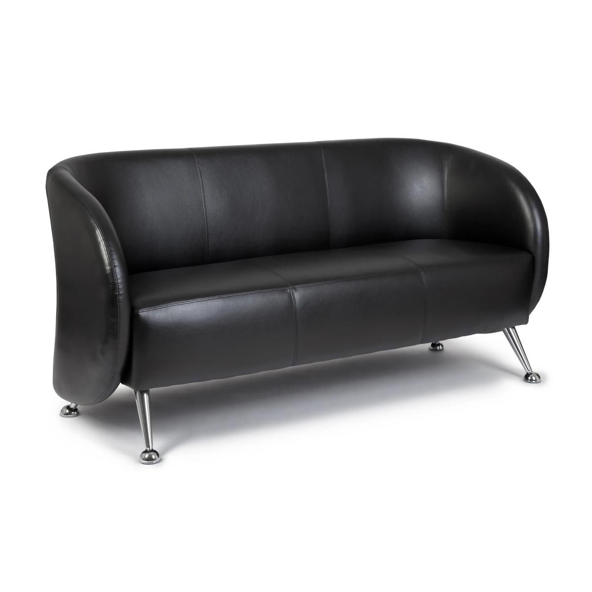 Svart Loungesoffa ST. LUCIA som tresitssoffa med blanka metallfötter från hjh OFFICE – 360-gradersvy (bakifrån 180°)