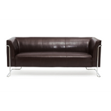 Brun loungesoffa CURACAO som tresitssoffa med kromad ram från hjh OFFICE – 360-gradersvy (bakifrån 180°)